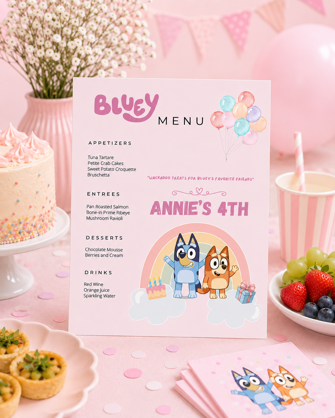 Popular Cartoon Dog Inspired Pink Menu