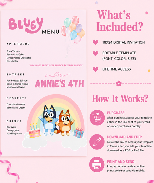 Popular Cartoon Dog Inspired Pink Menu